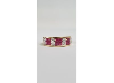 Image Bague Or jaune Rubis Diamant
