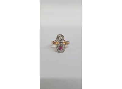 Image Bague Or rose Diamant Rubis