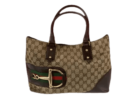 Image Sac à main GUCCI Horsebit Porté épaule Toile Marron