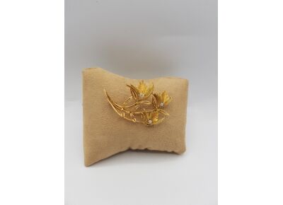 Image Broche Or empierré NON SIGNE Or jaune Diamants
