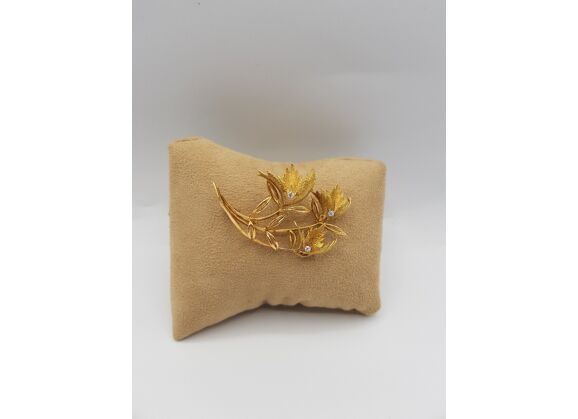 Image Broche Or empierré NON SIGNE Or jaune Diamants