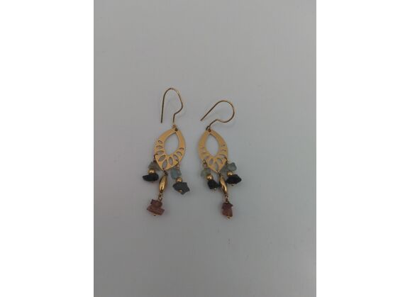 Image Boucles d'oreilles Or jaune Pierre multicolore Pierre multicolore