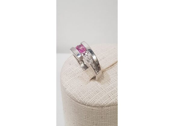Image Bague Or gris Saphir Diamant