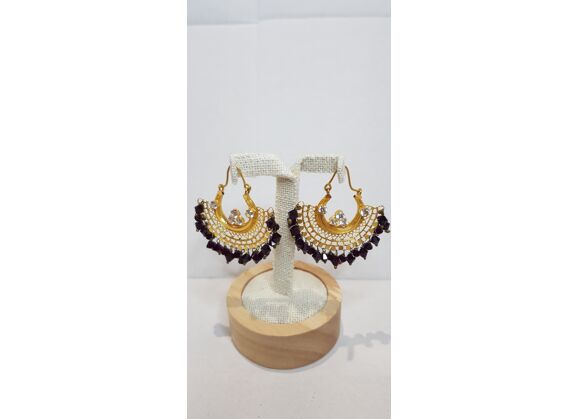 Image Boucles d'oreilles Or jaune Pierre rouge Oxyde de zirconium