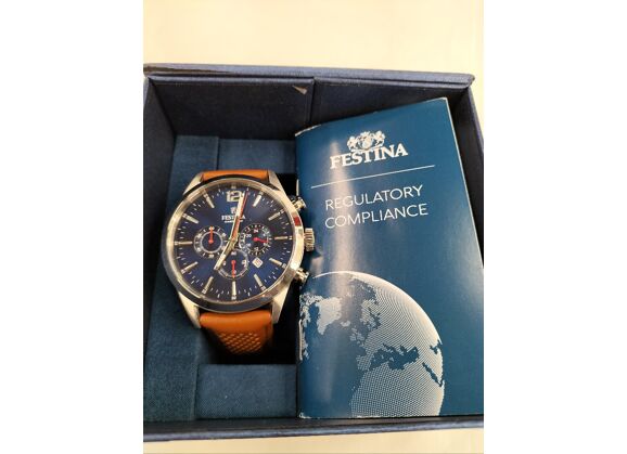 Image Montre Homme FESTINA F20542/3 Cuir Marron 43.5 mm