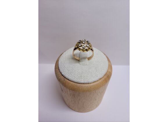 Image Bague Or jaune Pierre blanche Pierre blanche