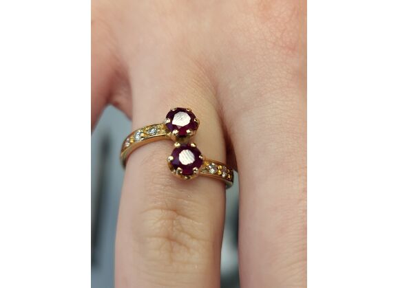 Image Bague Or jaune Rubis Diamant