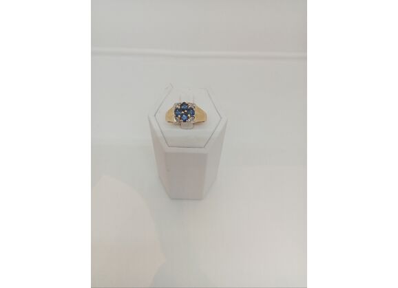 Image Bague Or jaune Diamant Pierre bleue