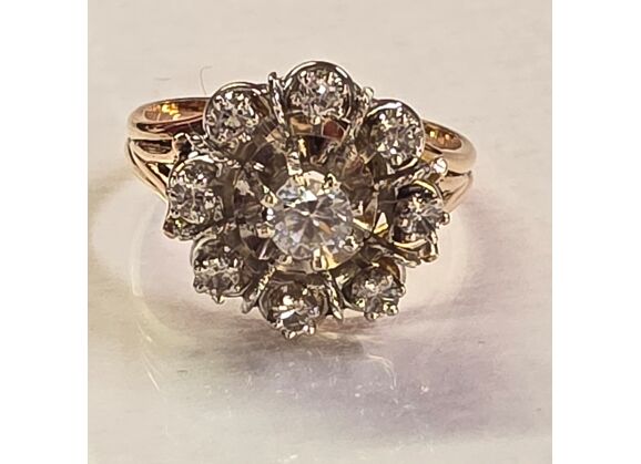 Image Bague Or jaune Pierre blanche
