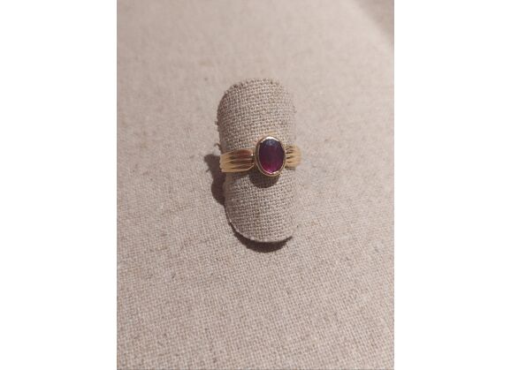 Image Bague Or jaune Pierre rouge Sans