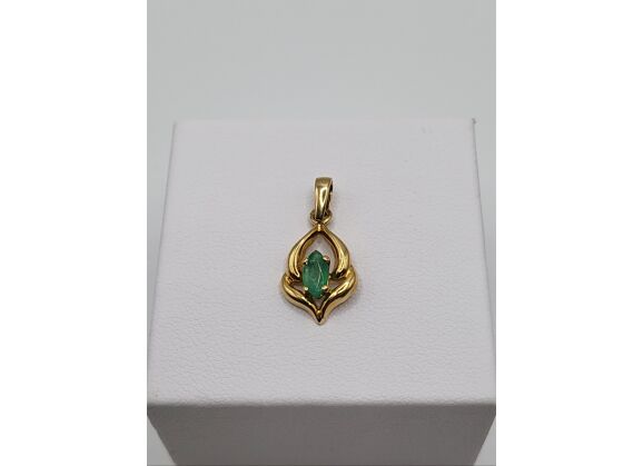 Image Pendentif Or jaune Pierre verte