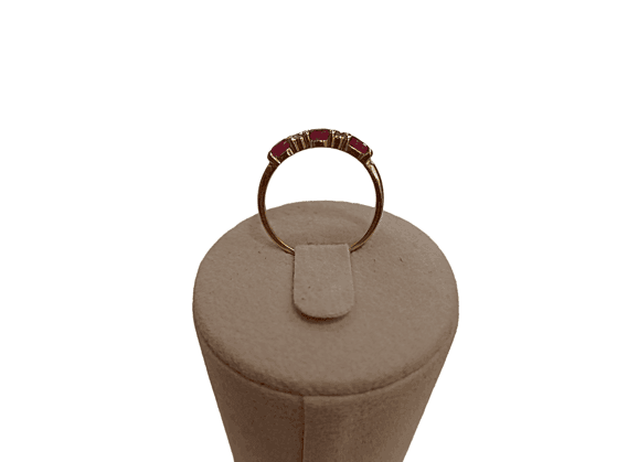Image Bague Or jaune Diamant Pierre rouge