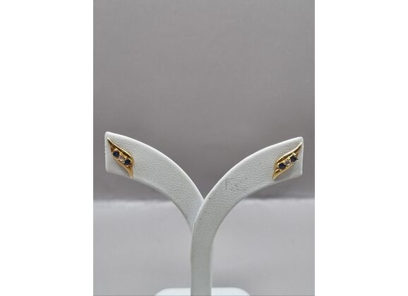 Image Boucles d'oreilles Or jaune Pierre bleue Oxyde de zirconium