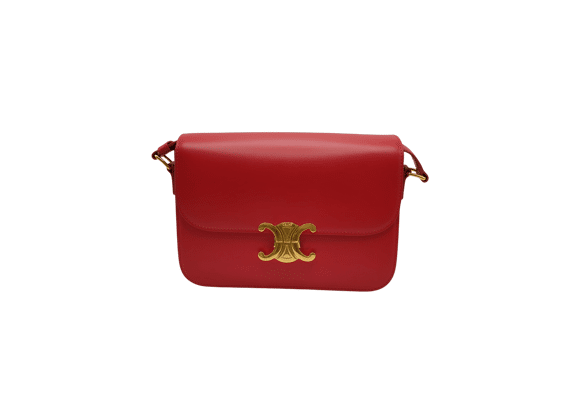 Image Sac à main CELINE Triomphe Porté croisé Cuir de veau Rouge