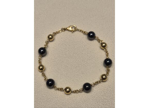 Image Bracelet Or jaune Hématite Hématite