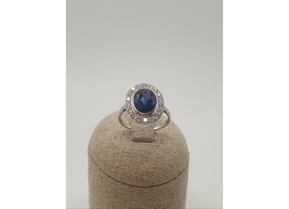 Image Bague Or blanc Saphir Diamant
