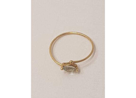 Image Bague Or jaune Pierre blanche Cristal