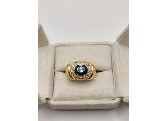 Image Bague Or jaune Saphir Diamant