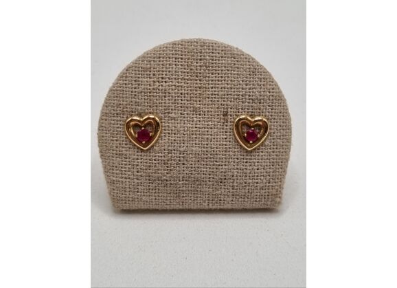 Image Boucles d'oreilles Or jaune Pierre rouge Sans