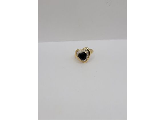 Image Bague Or jaune Pierre noire Moissanite