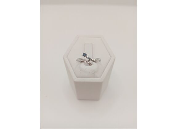 Image Bague Or blanc Pierre bleue Pierre blanche