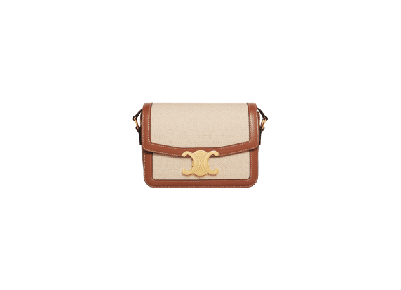 Image Sac à main CELINE Teen Triomphe Porté épaule Cuir de veau Naturel