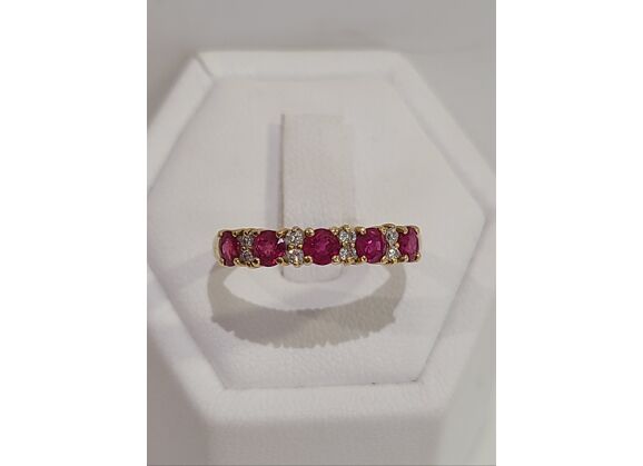 Image Bague Or jaune Pierre rouge Diamant