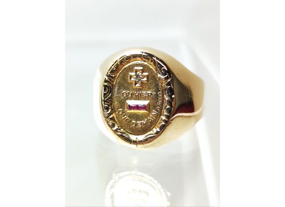 Image Bague Or jaune Diamant Pierre rouge