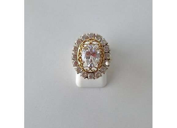 Image Bague Or jaune Oxyde de zirconium Oxyde de zirconium