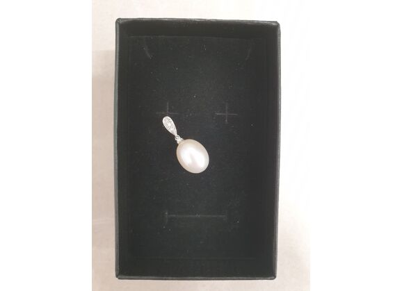Image Pendentif Or blanc Perle Diamant