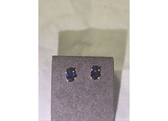 Image Boucles d'oreilles Or jaune Pierre bleue Pierre bleue