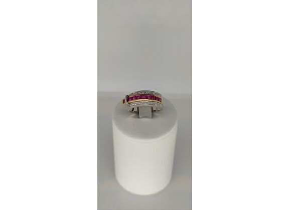 Image Bague Or jaune Or blanc Rubis Diamant