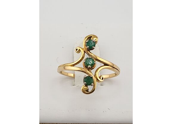 Image Bague Or jaune Pierre verte Pierre verte