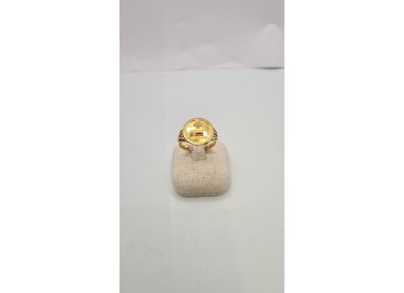Image Bague Or jaune Pierre rouge Diamant