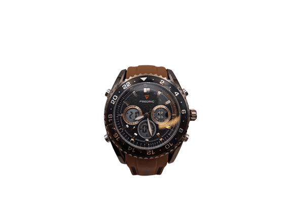 Image Montre Homme FREDRIC Rubber Caoutchouc Marron 45 mm