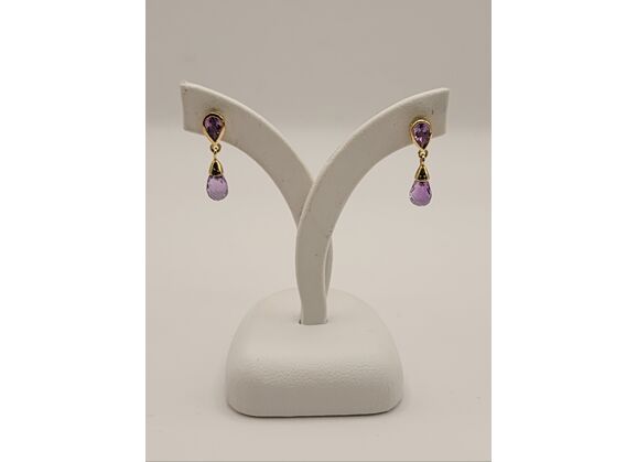 Image Boucles d'oreilles Or jaune Pierre violette Pierre violette