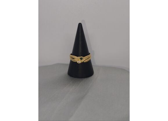 Image Bague Or jaune Pierre verte Oxyde de zirconium