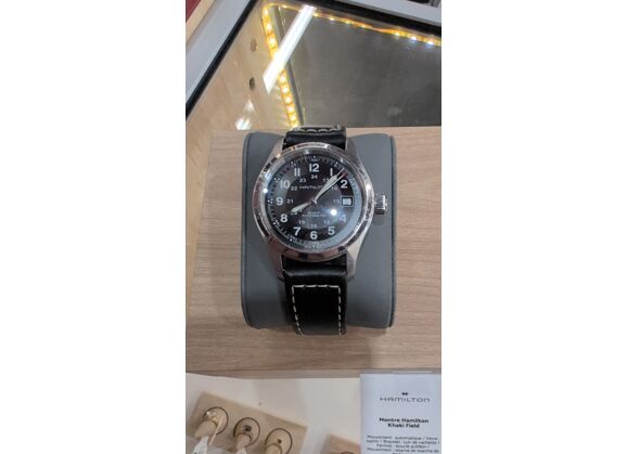 Image Montre Homme Khaki field Cuir Noir 38 mm