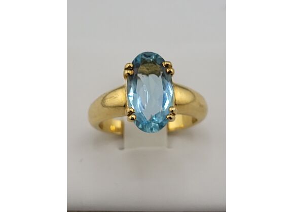 Image Bague Or jaune Pierre bleue Pierre bleue