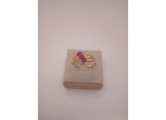 Image Bague Or jaune Diamant Pierre rouge
