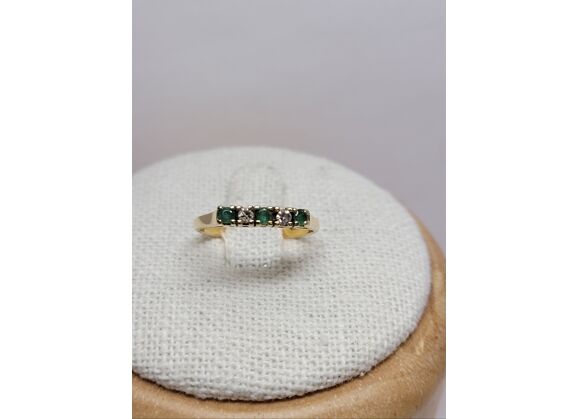 Image Bague Or jaune Emeraude Diamant