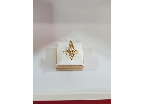 Image Bague Or jaune Oxyde de zirconium Oxyde de zirconium