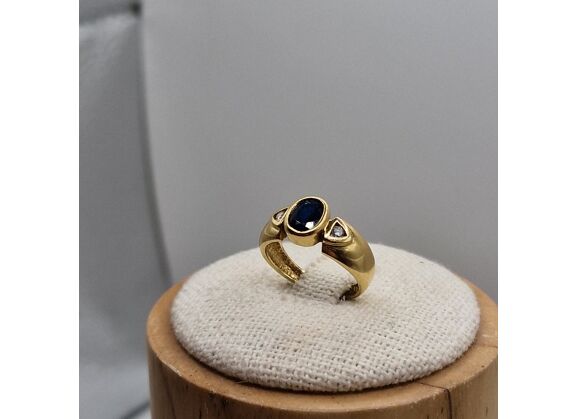 Image Bague Or jaune Pierre bleue Diamant