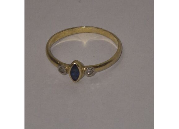 Image Bague Or jaune Saphir Diamant