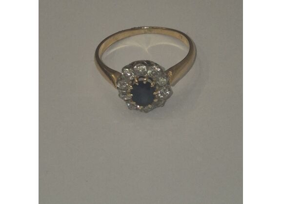 Image Bague Or jaune Saphir Diamant