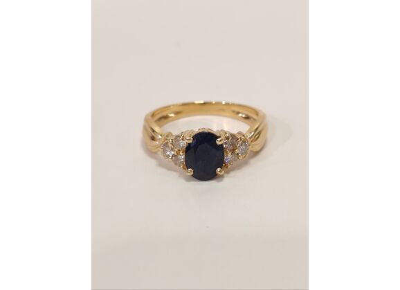 Image Bague Or jaune Saphir Diamant