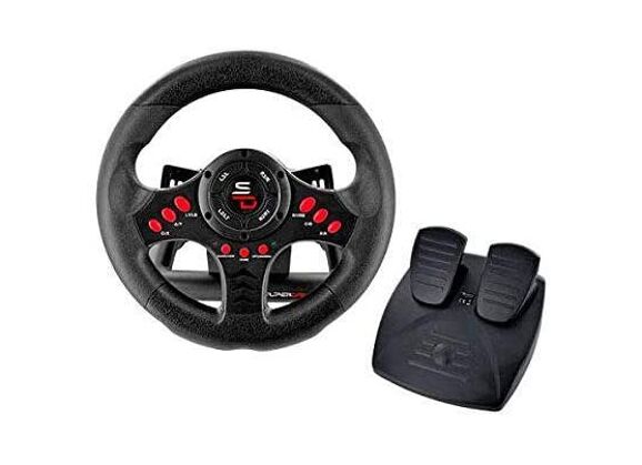 Image Acc. de jeux vidéo SUBSONIC Volant + Pédalier Filaire Noir Multiplateforme