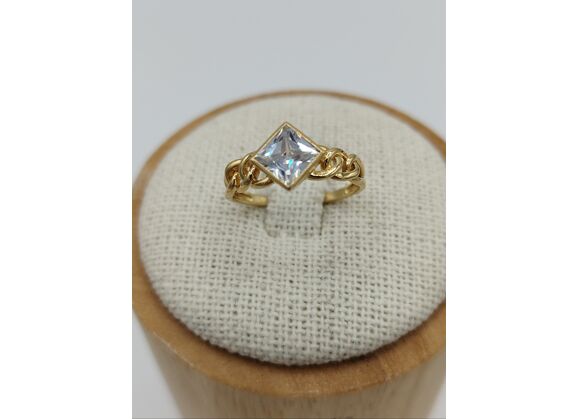 Image Bague Or jaune Oxydes de zirconium