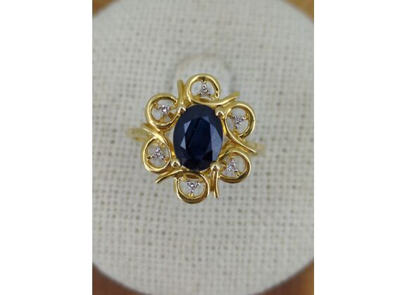 Image Bague Or jaune Saphir Diamant