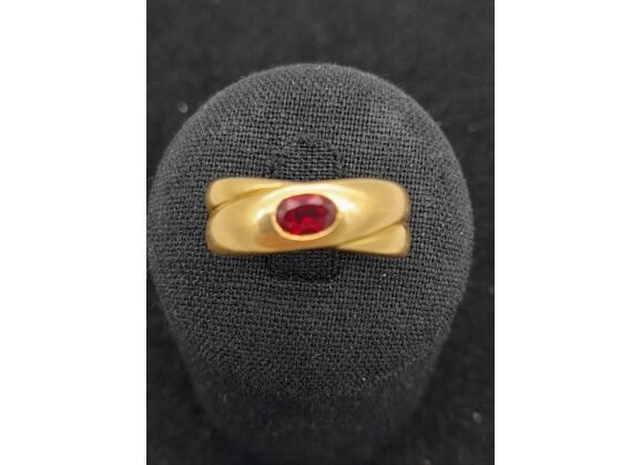 Image Bague Or jaune Pierre rouge